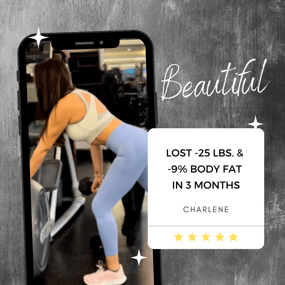 Charlene lost 25 lbs and 9% body fat in just 3 months with the accountability of our trainers' strength and stability fitness guidance with our Personal Trainers San Diego